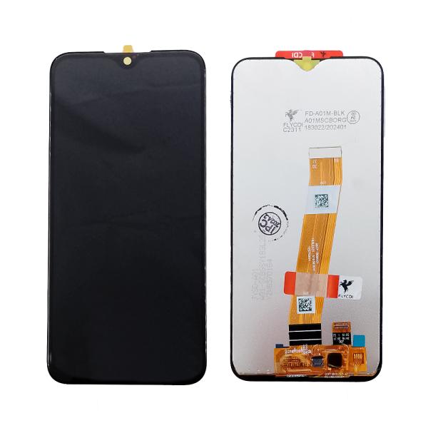 LCD PANTALLA SAMSUNG GALAXY A01 COMPLETA CONECTOR GRANDE FLYCDI NEGRA SIN MARCO